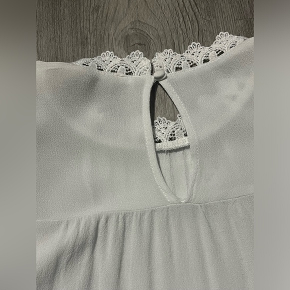 blu pepper White 3/4 Sleeve Blouse w Lacy Trim - Size Juniors Large - Picture 7 of 12